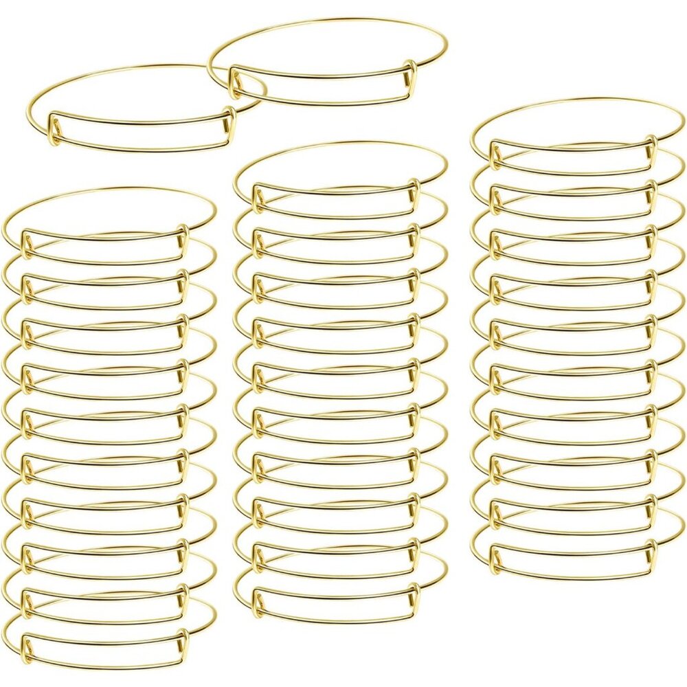 Versatile 60pcs Gold Bangles - Adjustable Wire Bl… - image 1